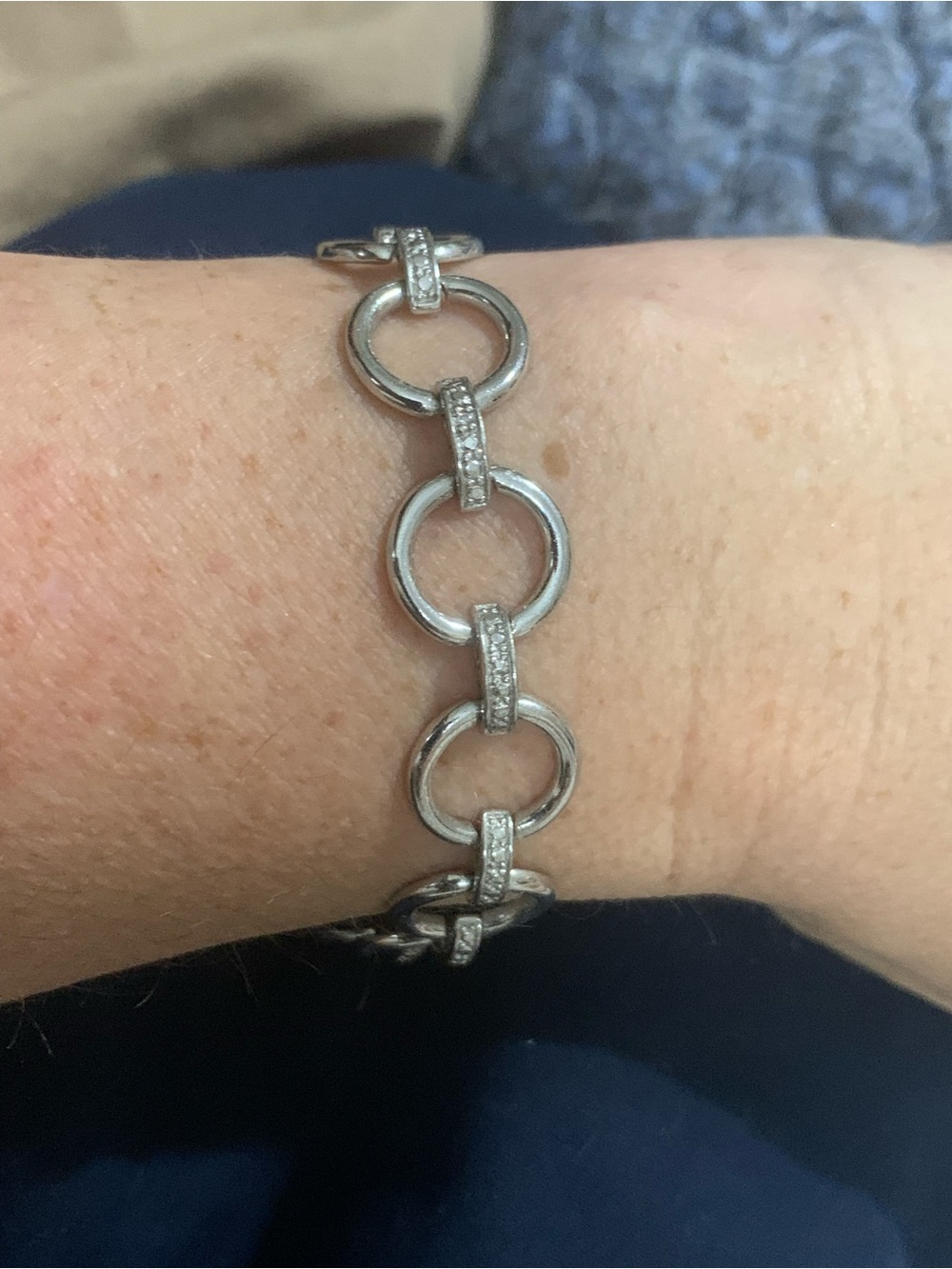 Silver Pavé Link Circle Bracelet